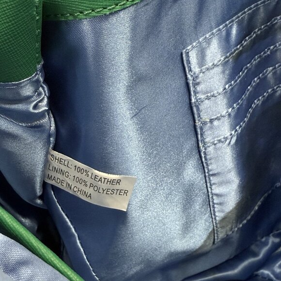 Joy & Iman Kelly Green Leather‎ Tote Bag Structured Satchel Purse Business Chic - Picture 11 of 16